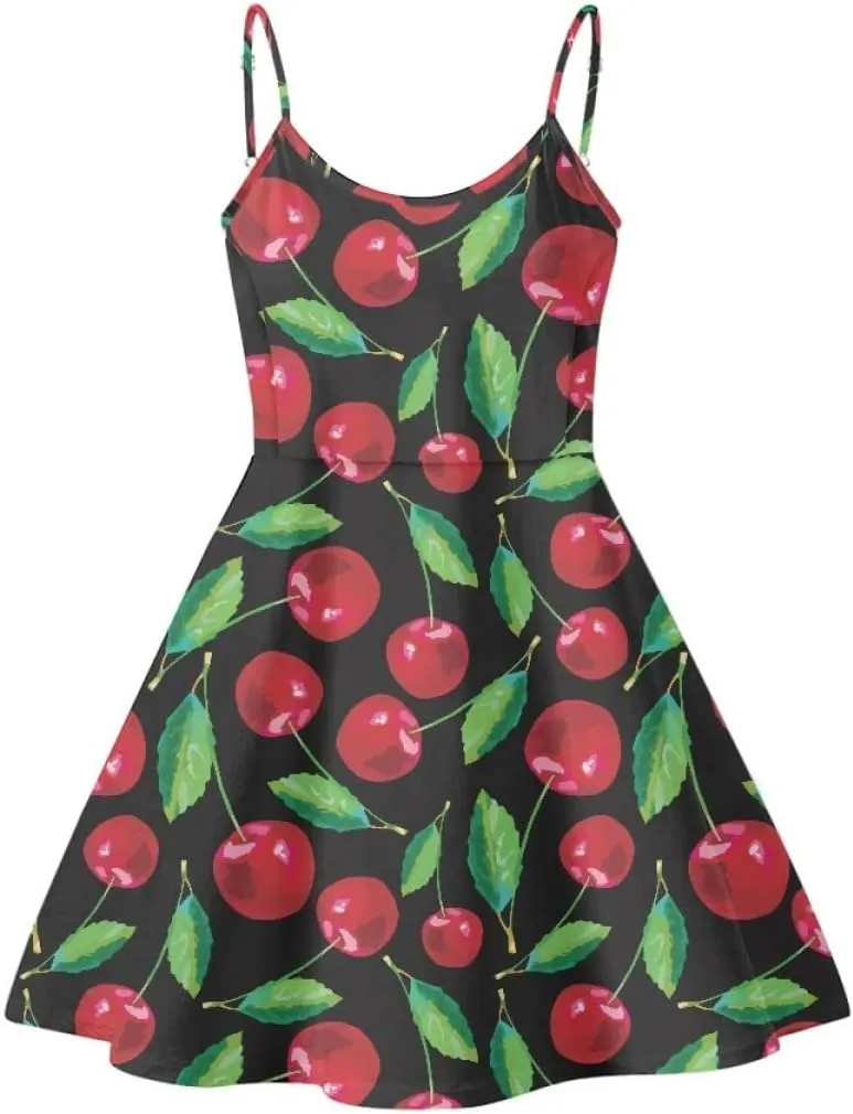 ENLACHIC Women's Summer Flamingo Printed Sleeveless Sundress Adjustable Strap A Line Swing Midi Dress