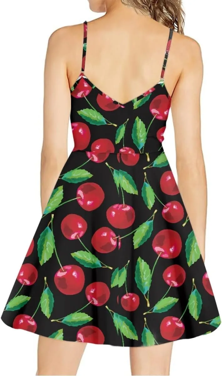 ENLACHIC Women's Summer Flamingo Printed Sleeveless Sundress Adjustable Strap A Line Swing Midi Dress