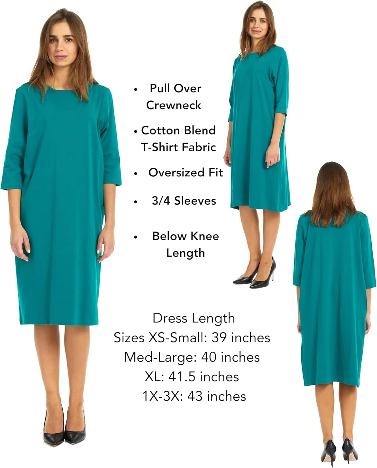 ESTEEZ Comfy Casual Cotton Loose T-Shirt Dress with Pockets for Women