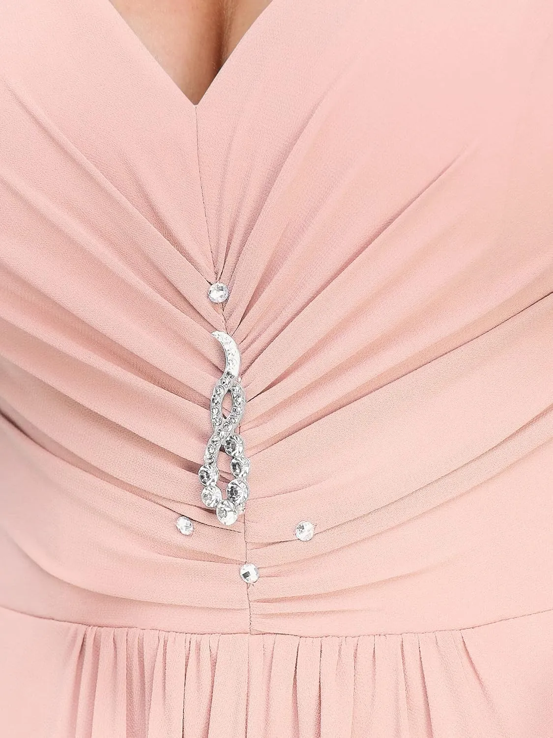 Ever-Pretty Double V-Neck Rhinestones Ruched Bust Hi-Lo Evening Party Dress 09983
