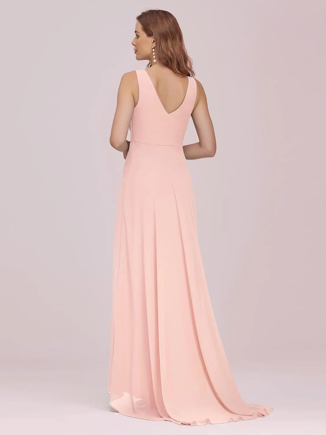 Ever-Pretty Double V-Neck Rhinestones Ruched Bust Hi-Lo Evening Party Dress 09983
