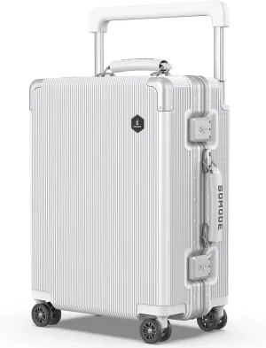 Fashion Carry on Luggage with Wide Handle Keeps the Suitcase Steady & TSA Lock & 360 Spinner Wheels Protects Your Luggage, Aluminum Carry on luggage Make You the Center of Attention in the Crowd.