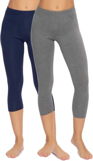 Felina | Cotton Modal Capri Leggings 2-Pack | Lightweight & Soft