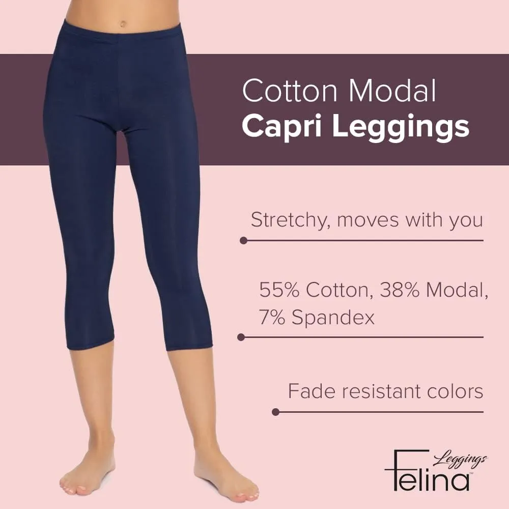 Felina | Cotton Modal Capri Leggings 2-Pack | Lightweight & Soft