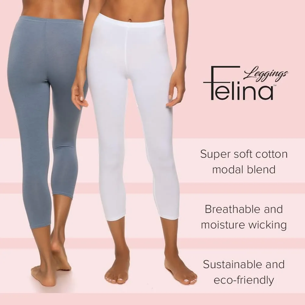 Felina | Cotton Modal Capri Leggings 2-Pack | Lightweight & Soft