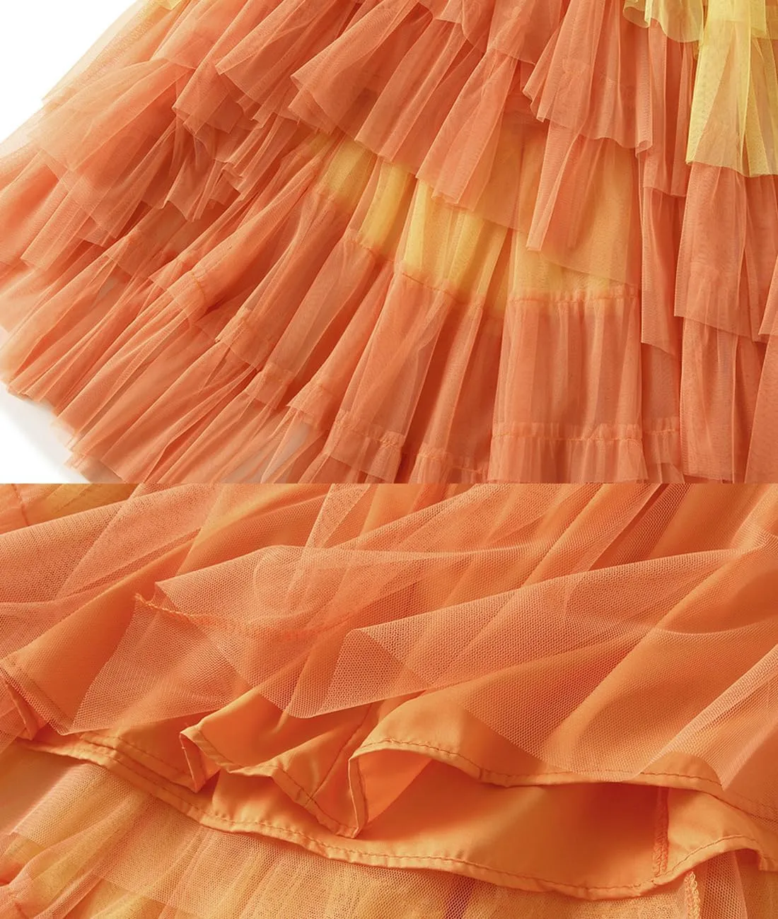 Femiserah Women's Long High Low Ruffles Party Tulle Skirt Maxi Tiered Rainbow Tutu Skirt