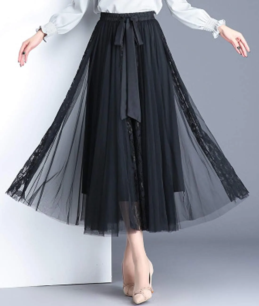 Femiserah Women's Long Rainbow A Line Tulle Tutu Skirts Tiered Skirt Petticoat