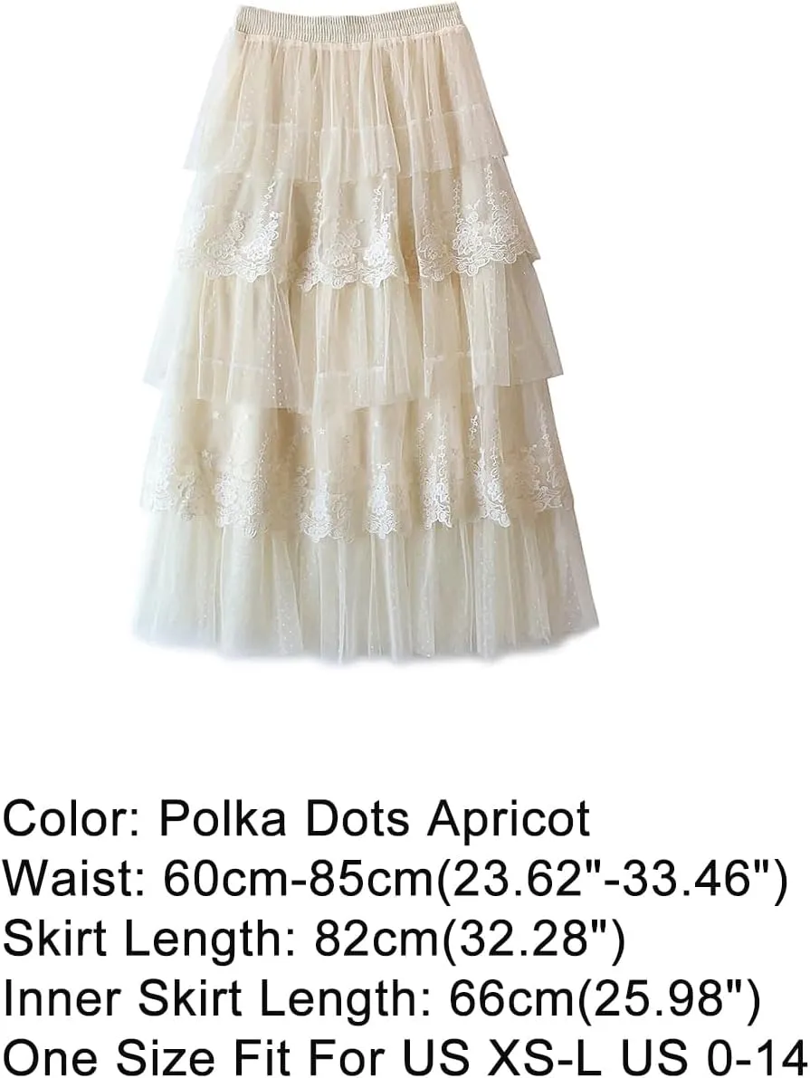 Femiserah Women's Long Rainbow A Line Tulle Tutu Skirts Tiered Skirt Petticoat