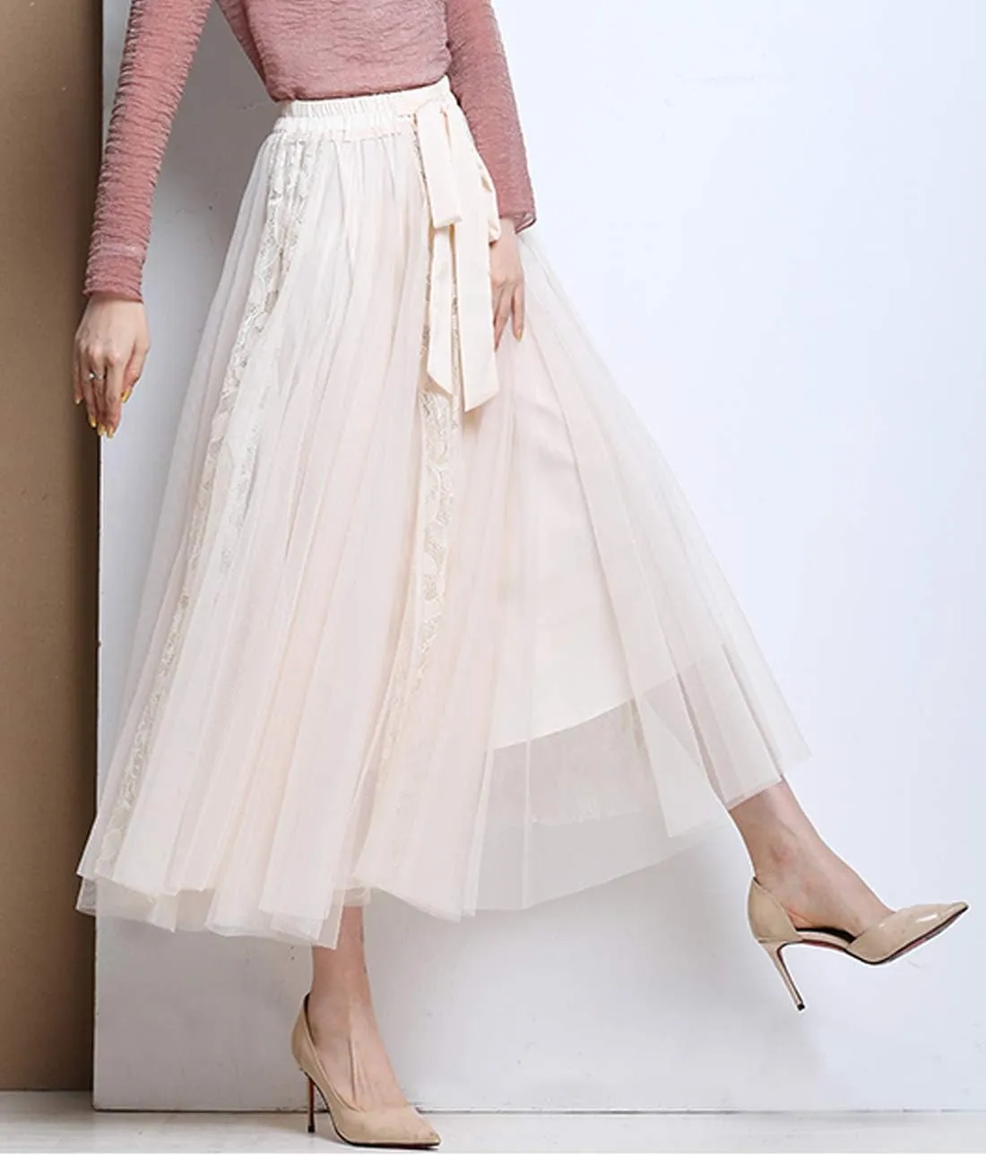 Femiserah Women's Long Rainbow A Line Tulle Tutu Skirts Tiered Skirt Petticoat