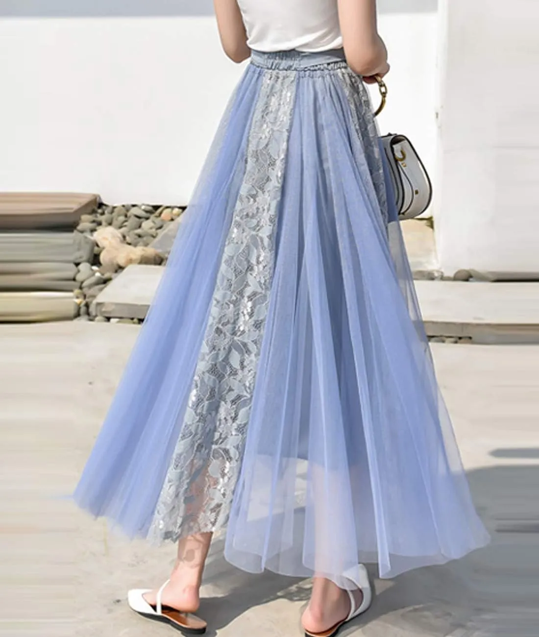 Femiserah Women's Long Rainbow A Line Tulle Tutu Skirts Tiered Skirt Petticoat