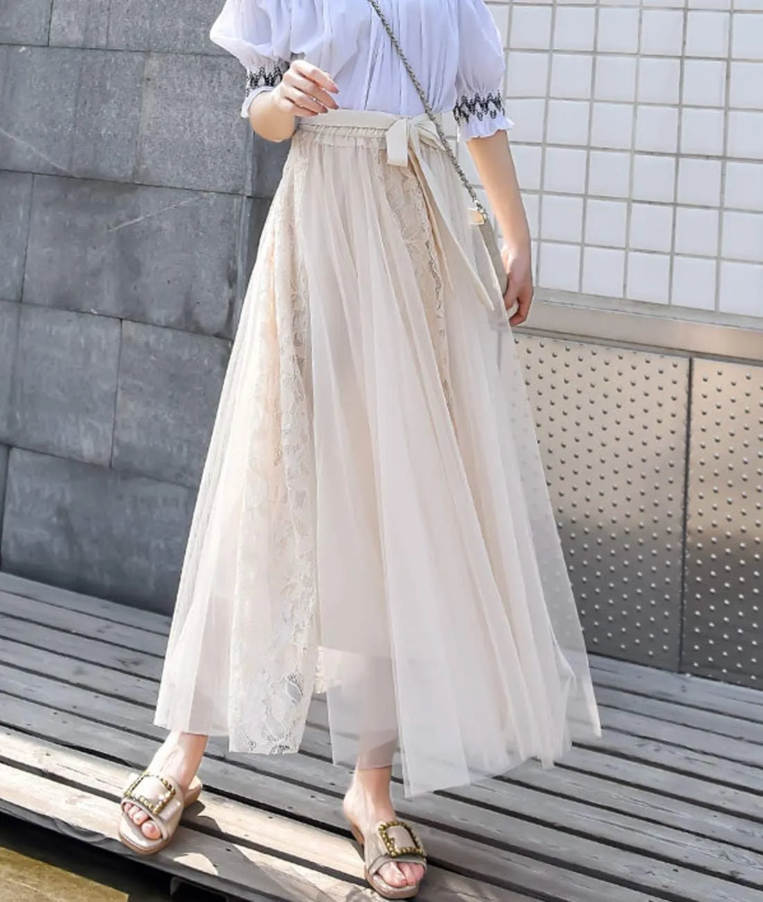 Femiserah Women's Long Rainbow A Line Tulle Tutu Skirts Tiered Skirt Petticoat
