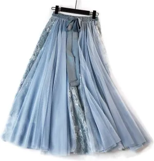 Femiserah Women's Long Rainbow A Line Tulle Tutu Skirts Tiered Skirt Petticoat