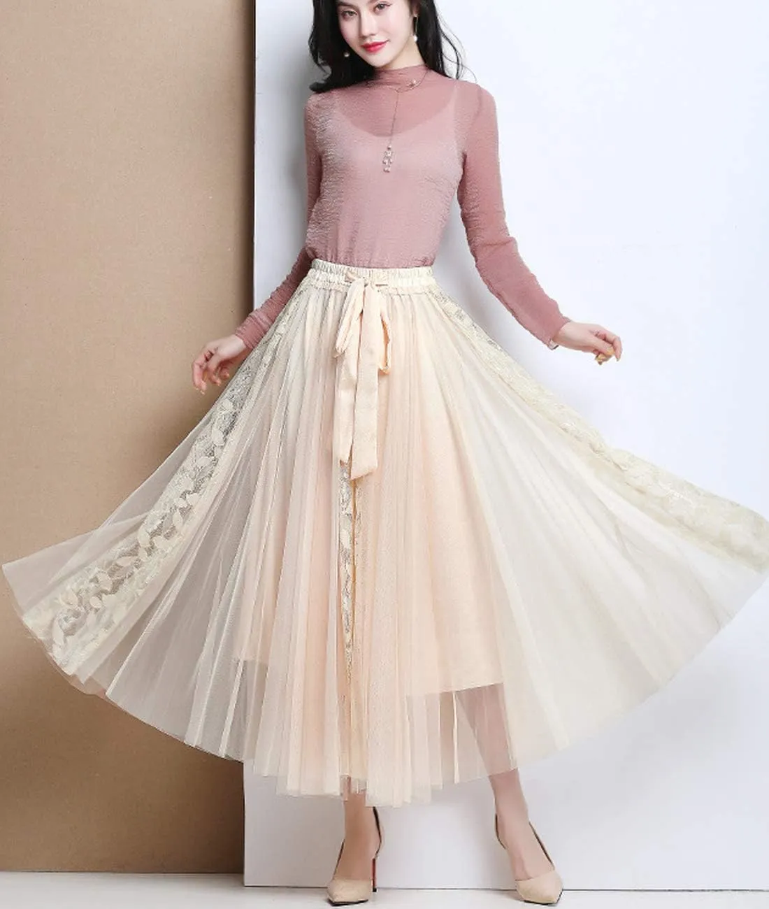 Femiserah Women's Long Rainbow A Line Tulle Tutu Skirts Tiered Skirt Petticoat