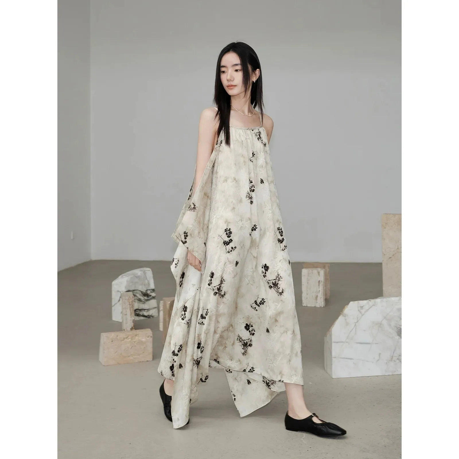 Floral Elegance Suspender Dress