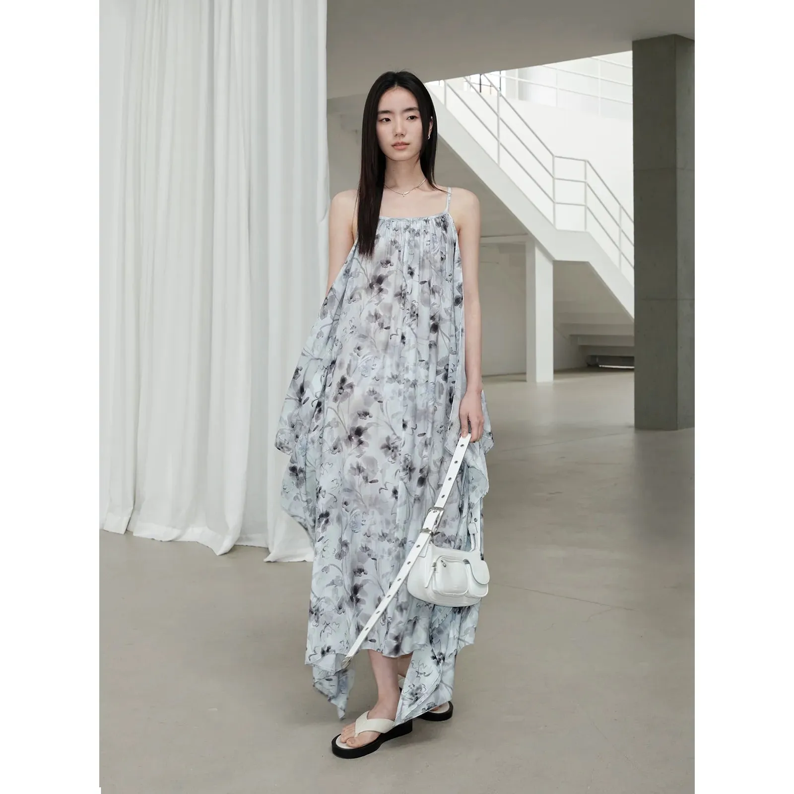 Floral Elegance Suspender Dress