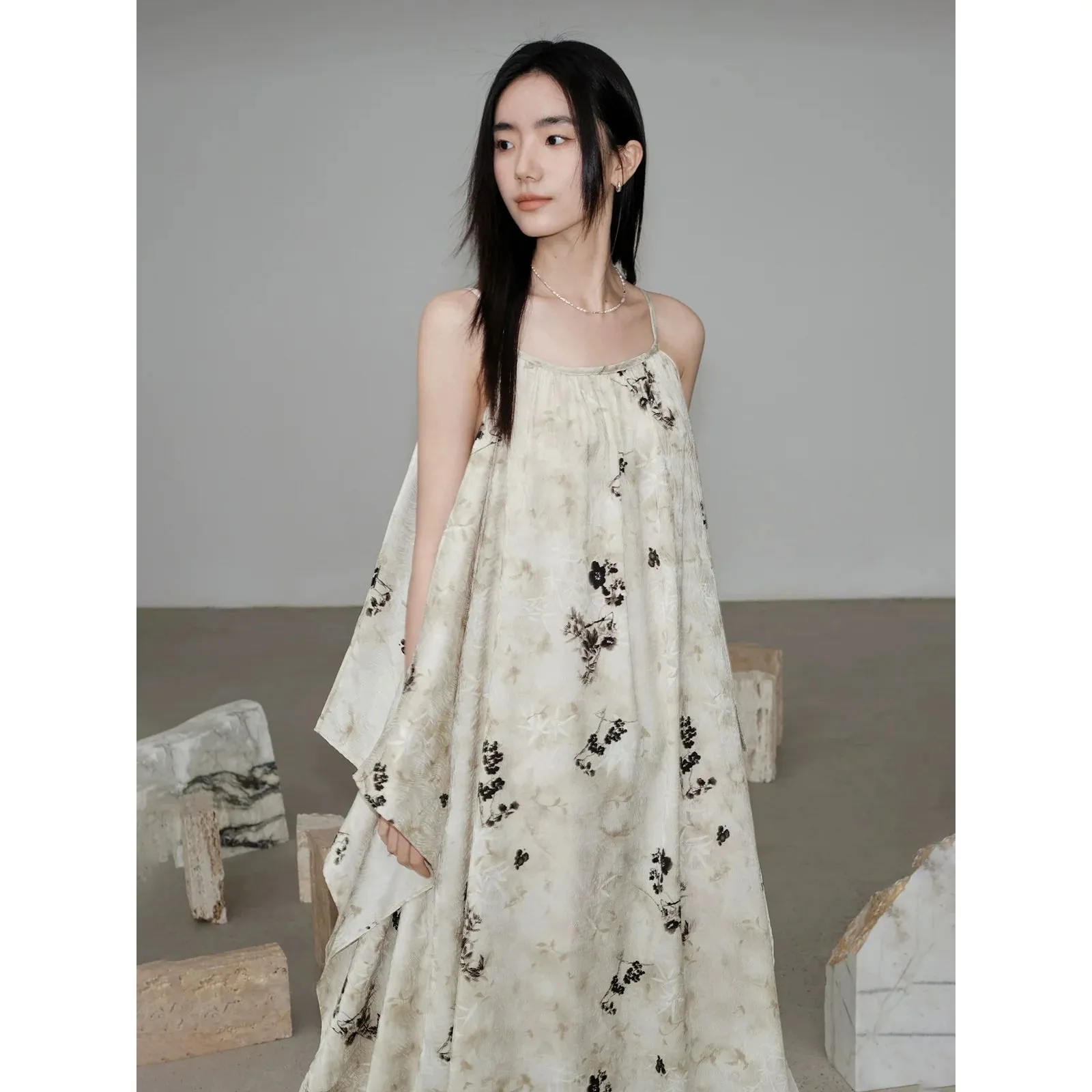 Floral Elegance Suspender Dress