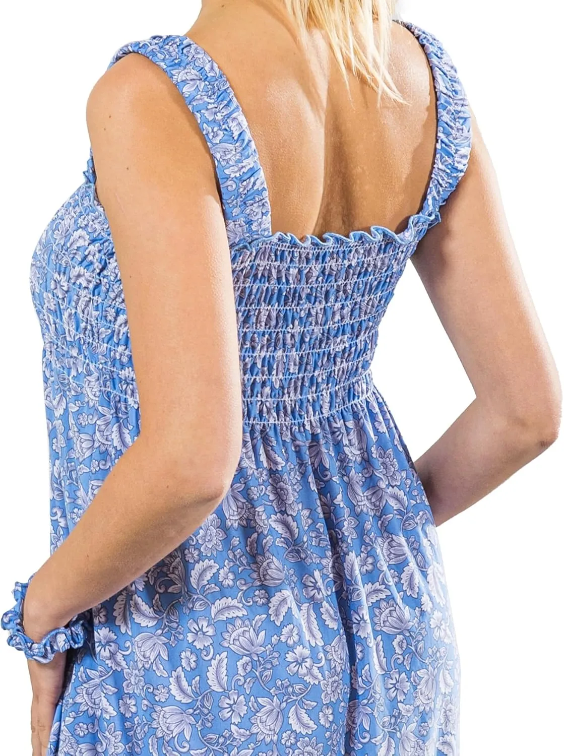 Floral Sundress with Pocket, Beach Outfit Sleeveless Long Sundress, Scrunchie Included Vacation Dresses for Women 2024