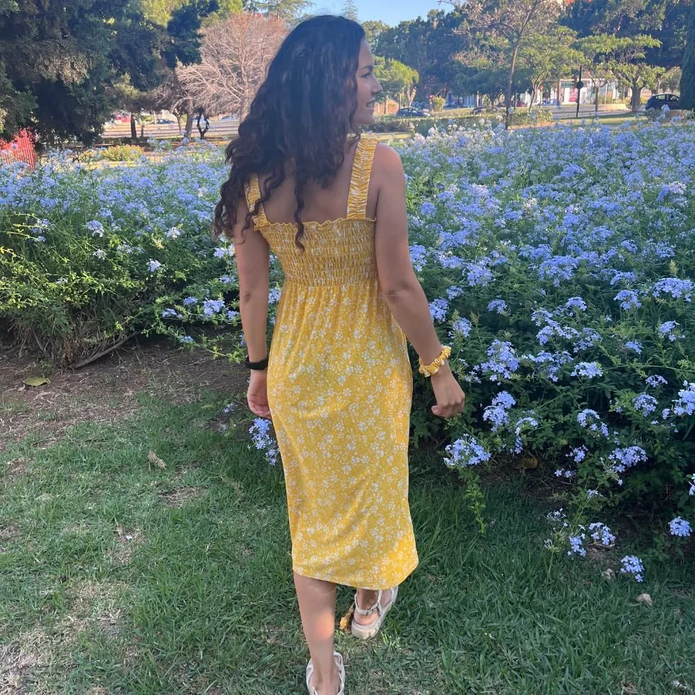 Floral Sundress with Pocket, Beach Outfit Sleeveless Long Sundress, Scrunchie Included Vacation Dresses for Women 2024