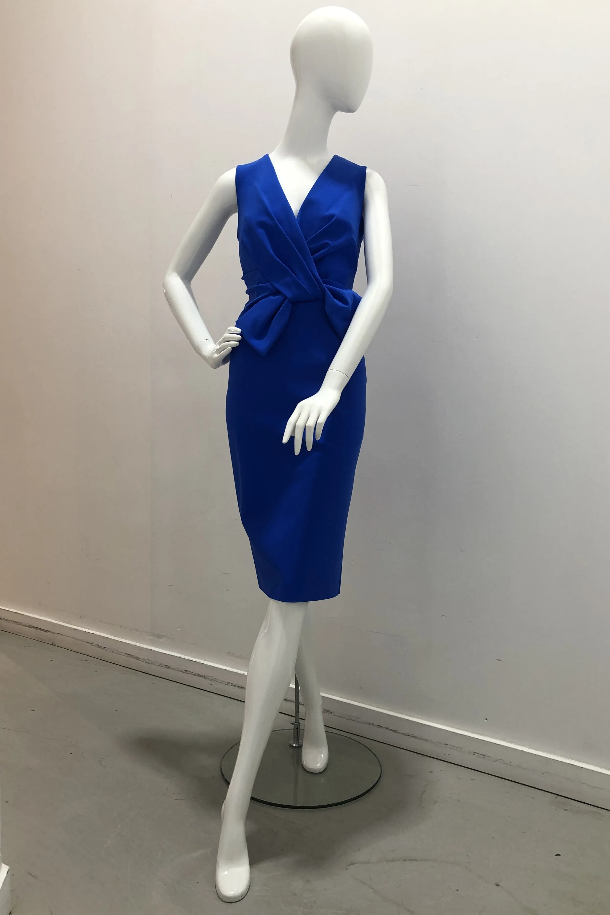 Frascara Designer Scuba Dress with Bow Detail at Waist