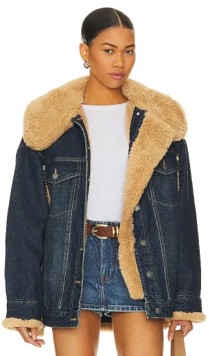 Free People x We The Free Holly Cozy Denim Jacket in Blue
