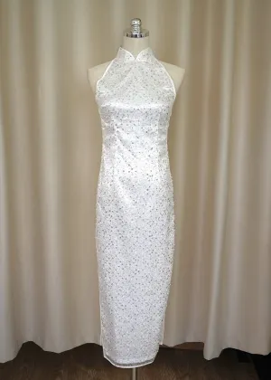 (FW24 ACTIVE) Cineraria Sequins Qipao w Two Slits (White) - RTW