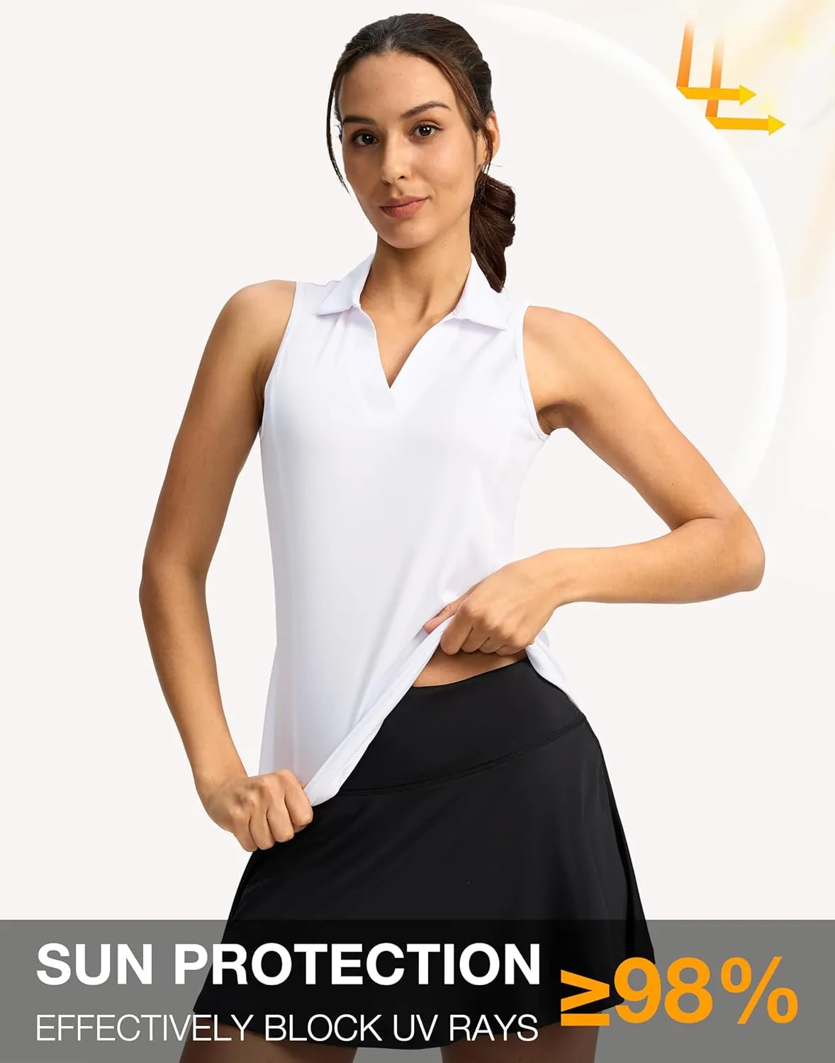 G Gradual Women's Golf Shirt Sleeveless Lightweight V Neck Tennis Polo Shirts with Collar Quick Dry Athletic Tops for Women