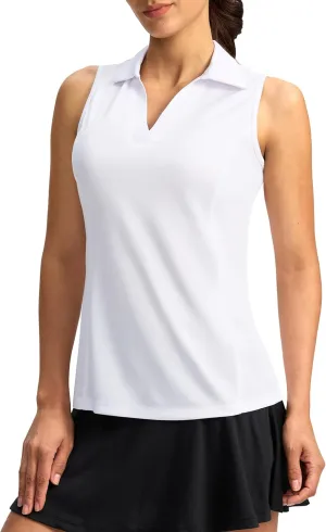 G Gradual Women's Golf Shirt Sleeveless Lightweight V Neck Tennis Polo Shirts with Collar Quick Dry Athletic Tops for Women