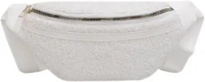 GALPADA Women Fanny Pack Plush Belt Bag Fashion Waist Bag for Running Hiking Workout Travel White