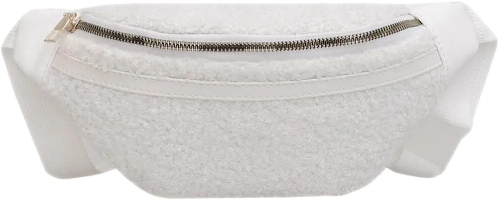 GALPADA Women Fanny Pack Plush Belt Bag Fashion Waist Bag for Running Hiking Workout Travel White