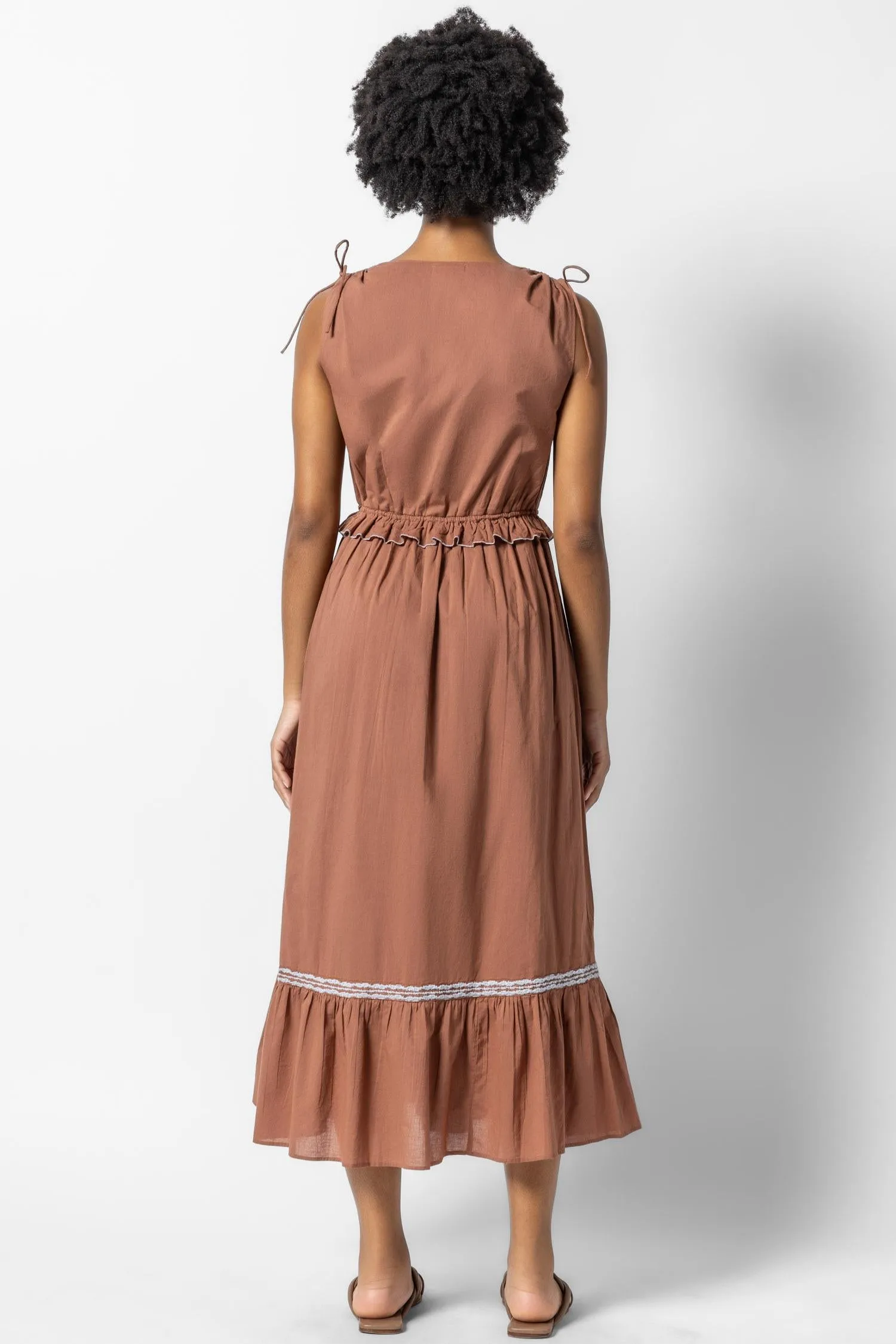 Gathered Waist V-Neck Dress