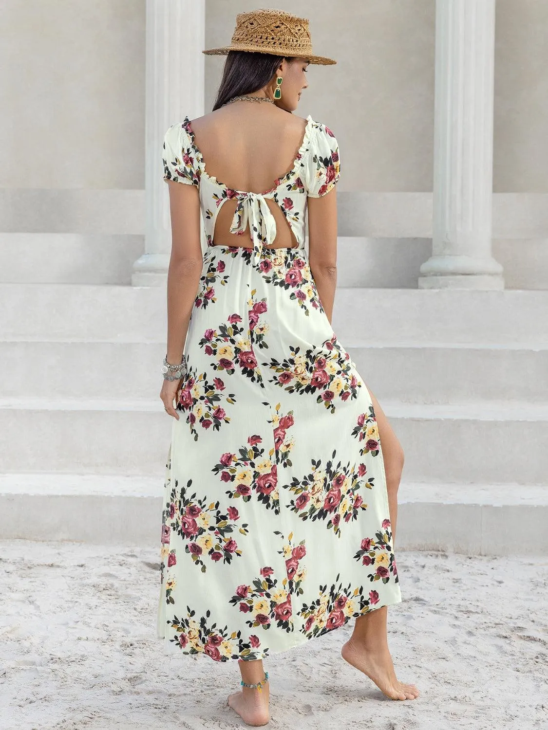 Getaway Charm Floral Midi Dress With Slits