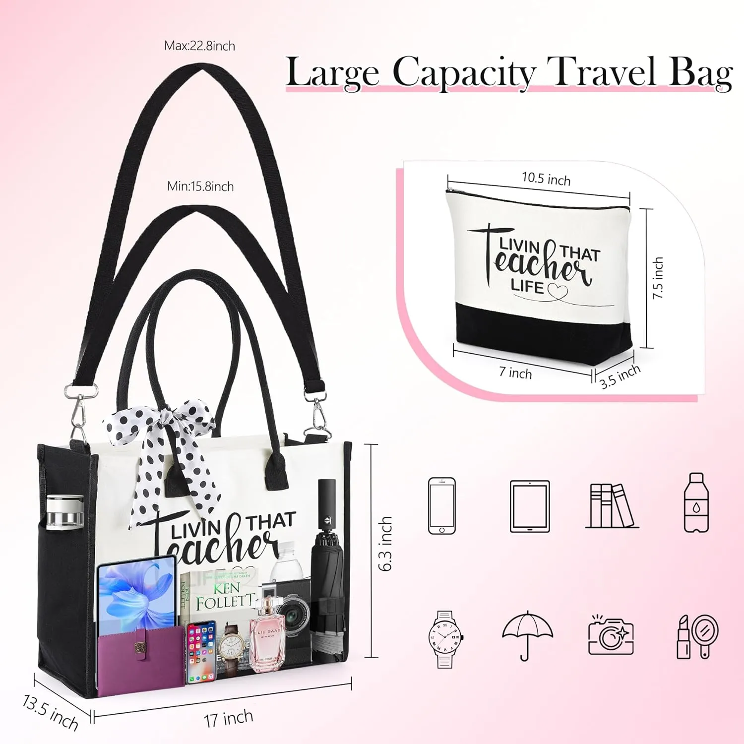 Gifts for Mom Grandma Sister Friends Nana Teacher, Birthday Gifts Ideas Canvas Initial Tote Bag for Women