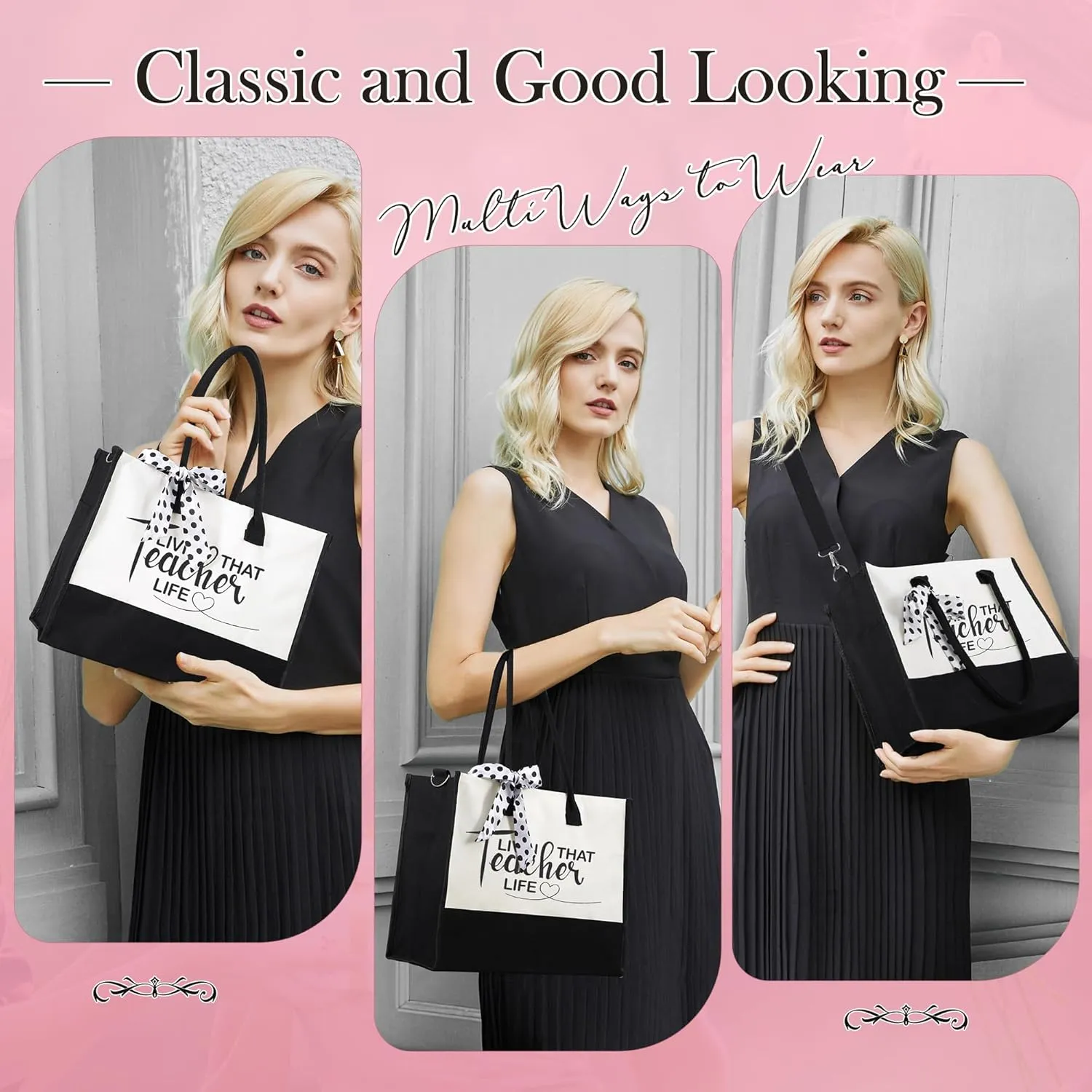 Gifts for Mom Grandma Sister Friends Nana Teacher, Birthday Gifts Ideas Canvas Initial Tote Bag for Women