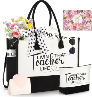 Gifts for Mom Grandma Sister Friends Nana Teacher, Birthday Gifts Ideas Canvas Initial Tote Bag for Women