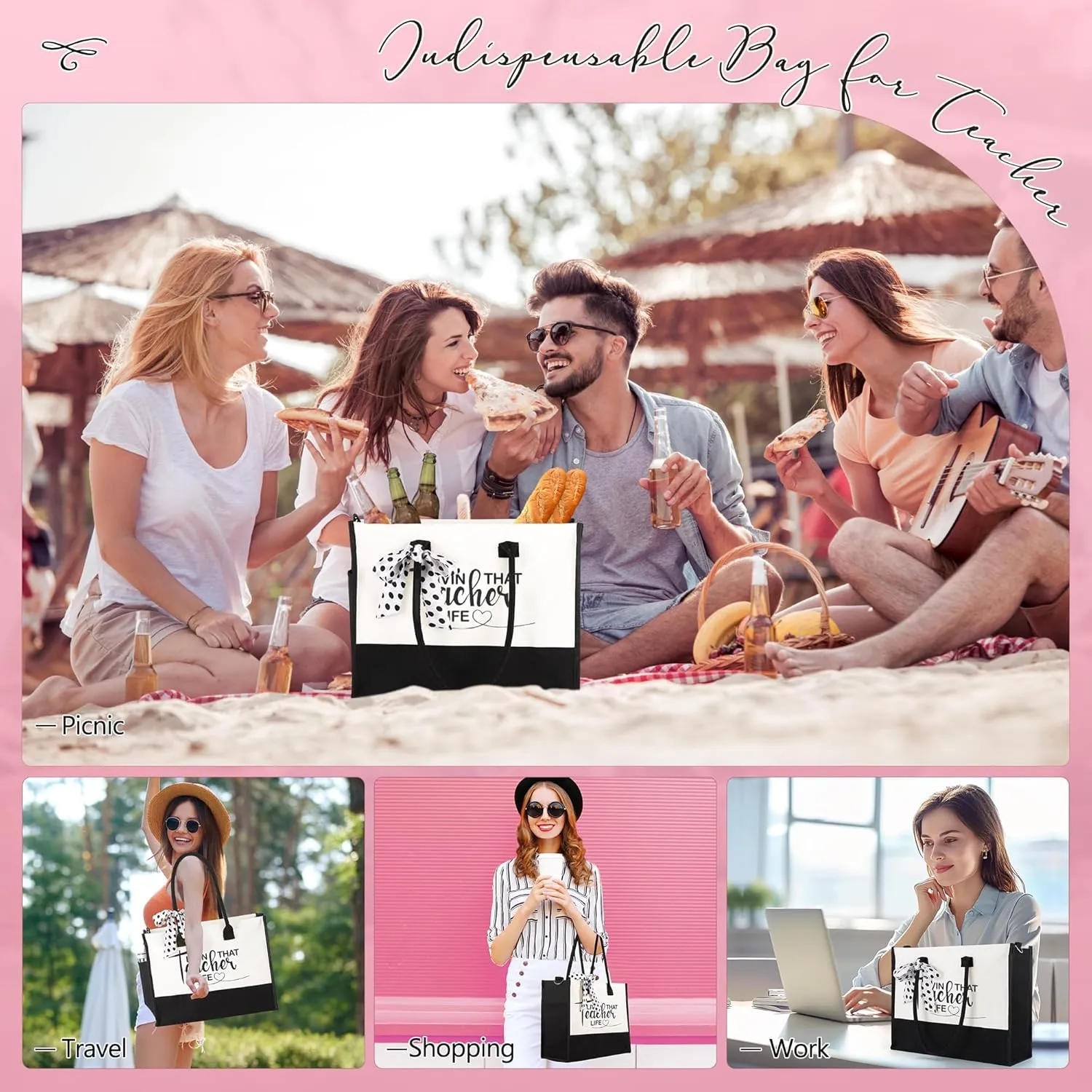 Gifts for Mom Grandma Sister Friends Nana Teacher, Birthday Gifts Ideas Canvas Initial Tote Bag for Women