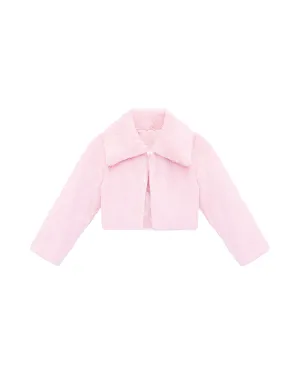 Girls Faux Fur Bolero Oversized Collar Jacket