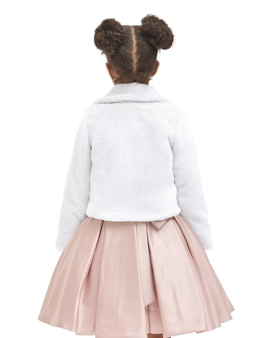 Girls Faux Fur Bolero Oversized Collar Jacket