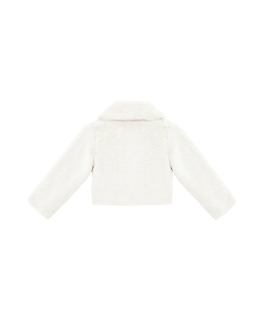 Girls Faux Fur Bolero Oversized Collar Jacket