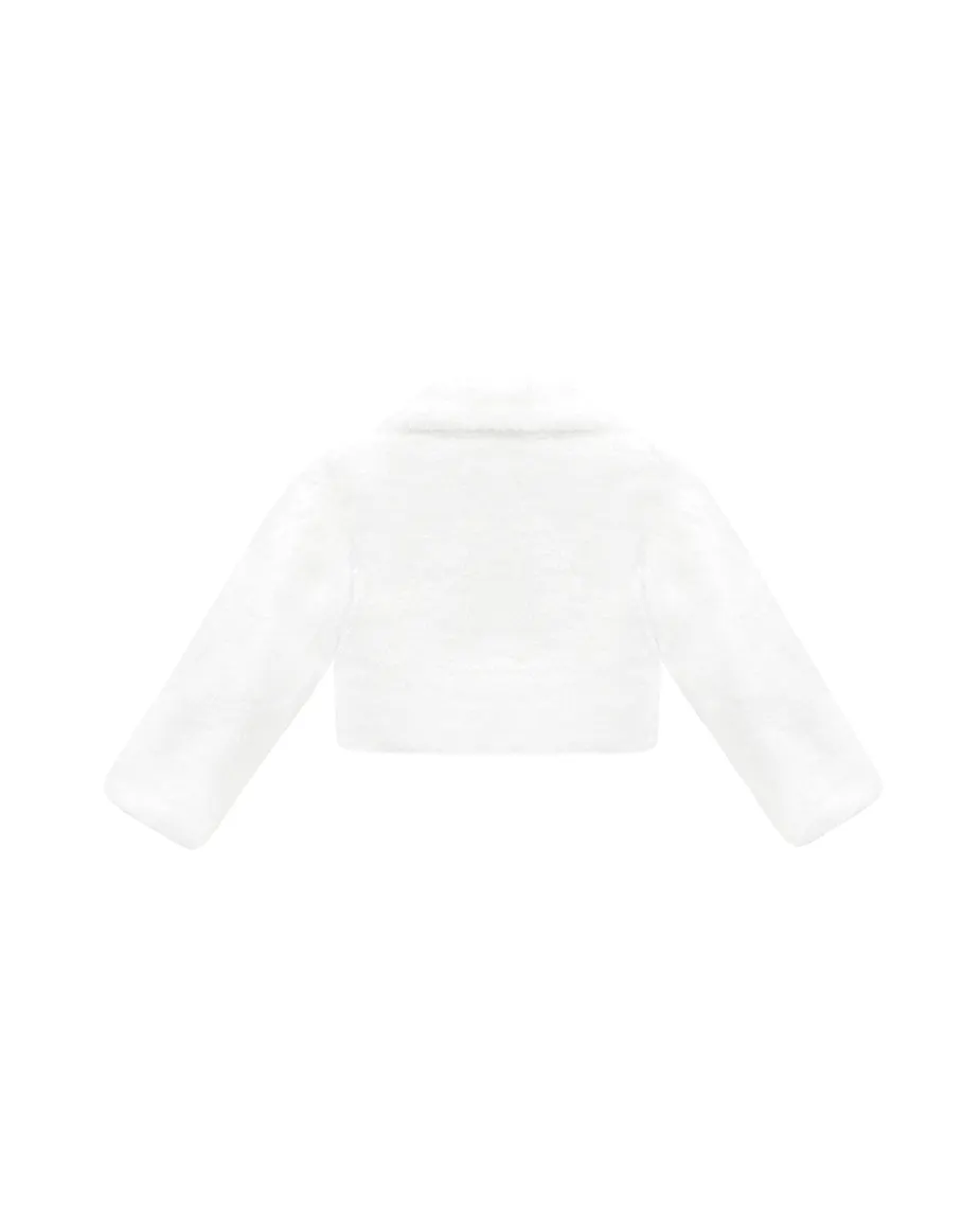 Girls Faux Fur Bolero Oversized Collar Jacket