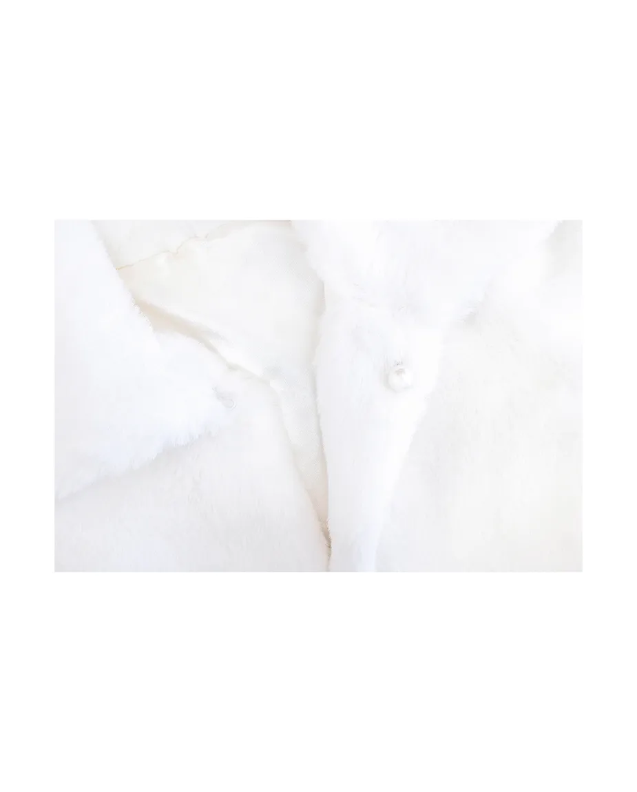 Girls Faux Fur Bolero Oversized Collar Jacket