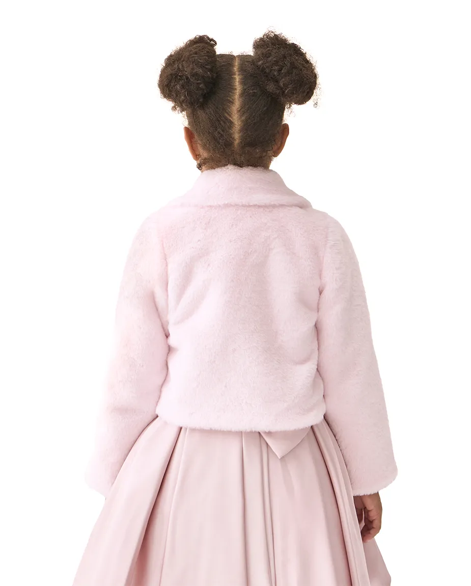 Girls Faux Fur Bolero Oversized Collar Jacket