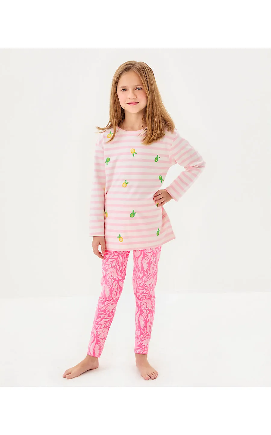 Girls Mini Ballad Sweatshirt - Pink Muse X Resort White - Make Limeade Embroidery Childrens