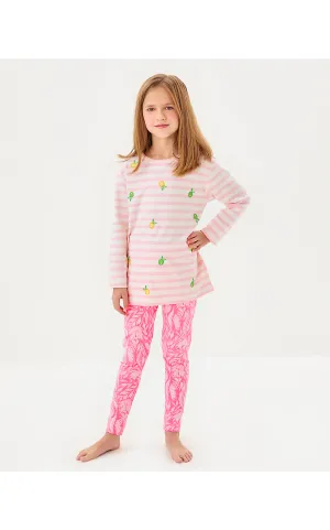 Girls Mini Ballad Sweatshirt - Pink Muse X Resort White - Make Limeade Embroidery Childrens