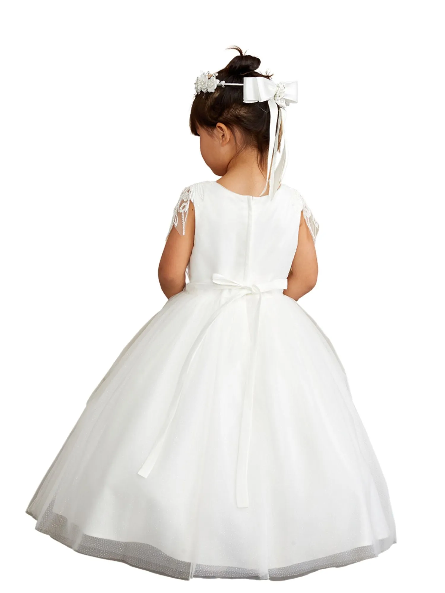 Girls Sequin Applique Shoulder Accent Special Occasion Dress, Sizes 2-16