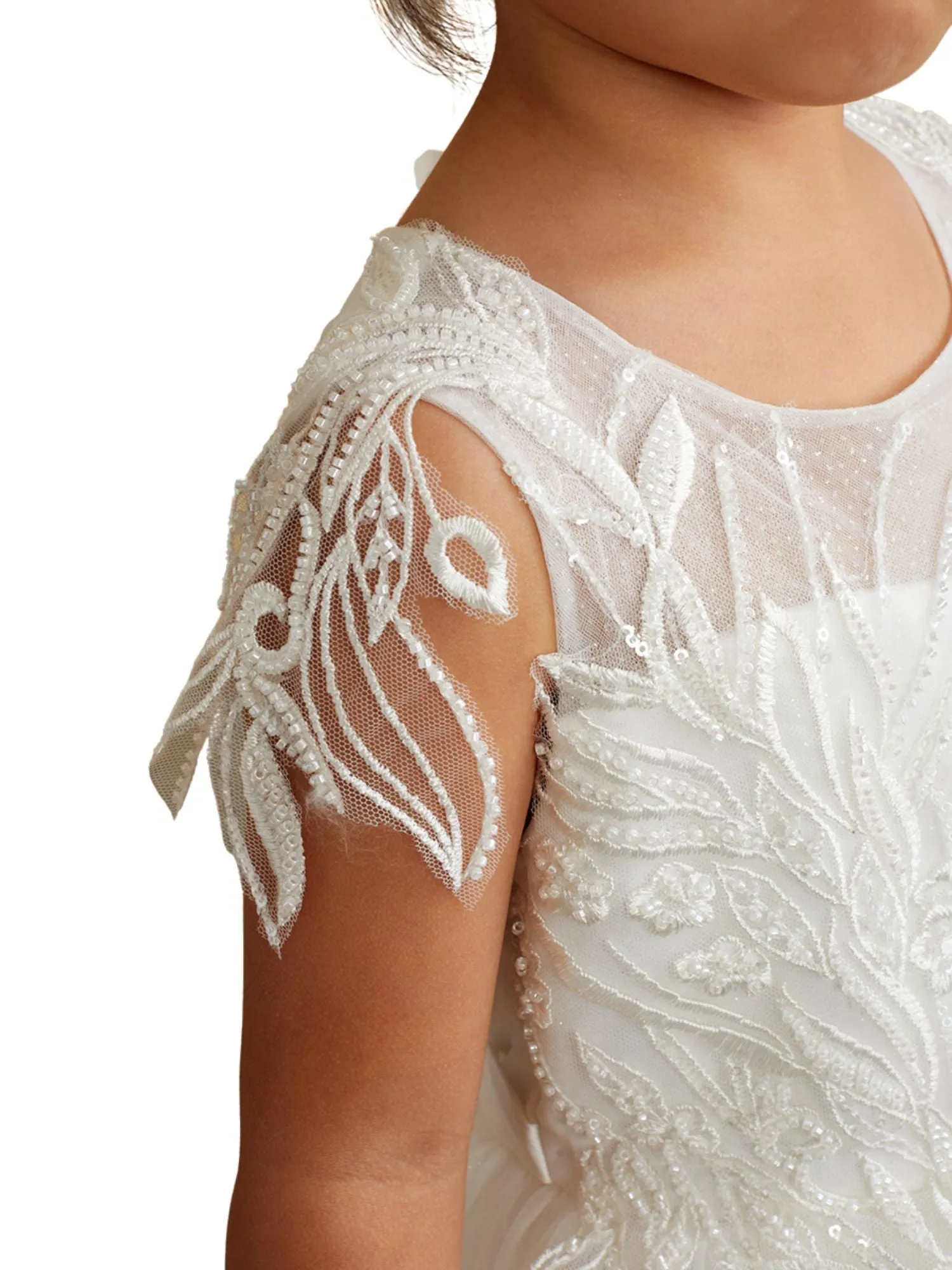 Girls Sequin Applique Shoulder Accent Special Occasion Dress, Sizes 2-16
