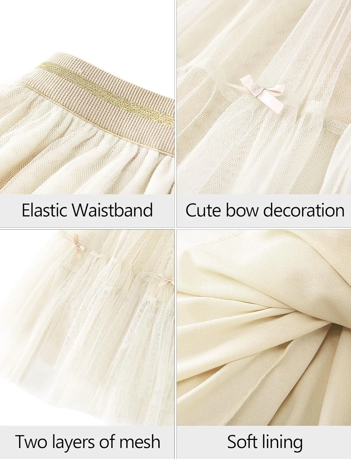 Girls Tulle Skirts Midi Elastic High Waist Pleated Mesh Flowy A-Line Party Long Tutu Skirts
