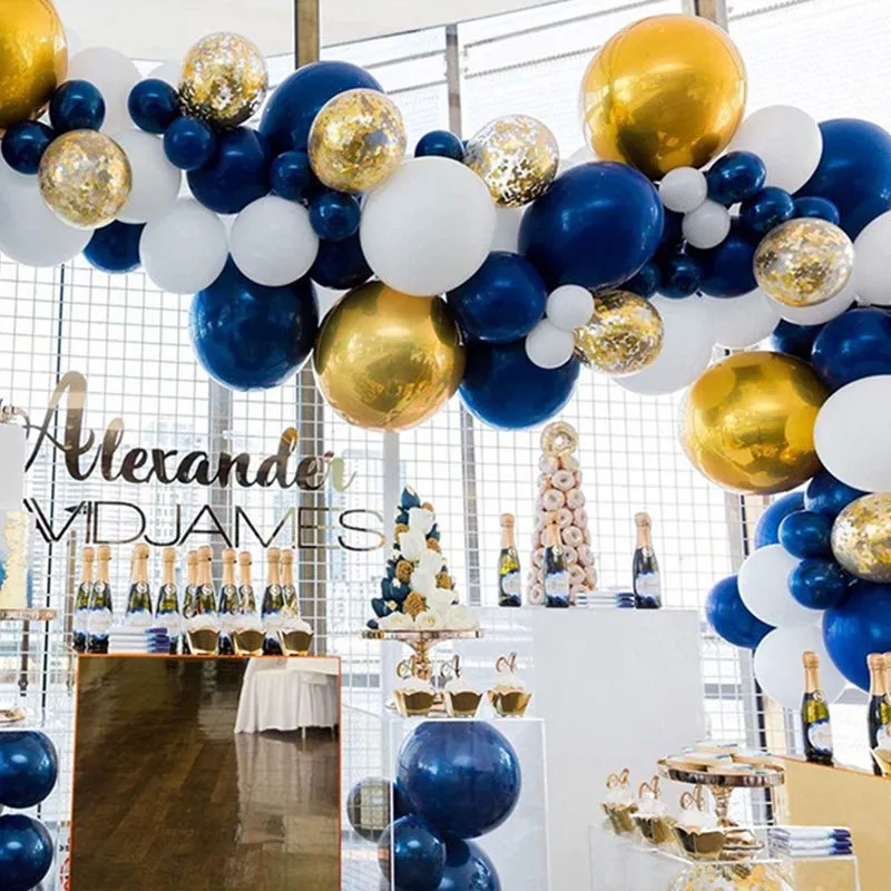 Graduation Balloon Arch - Navy and Gold Balloon Garland Kit