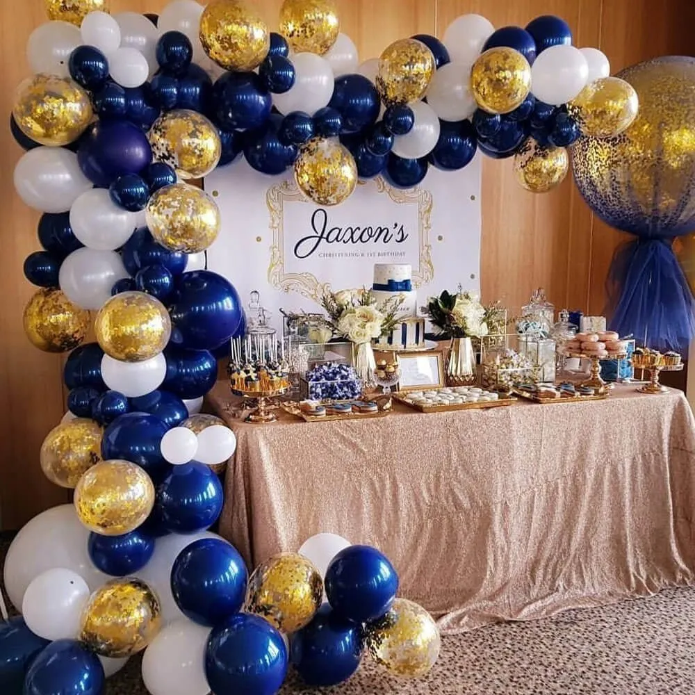 Graduation Balloon Arch - Navy and Gold Balloon Garland Kit