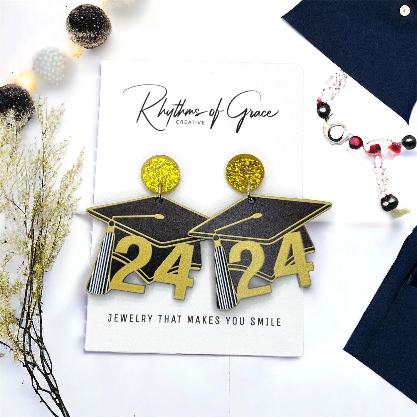 Graduation Earrings - Class of 2024, Graduate Earrings, Class of 24, Grad Earrings, Graduation Accessories, Handmade Earrings, Senior Photos