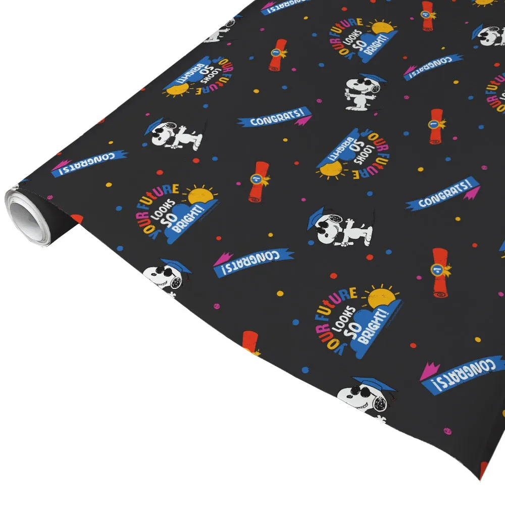 Sleek Graduation Snoopy Satin Wrapping Paper